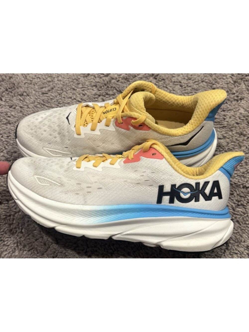 Hoka One One Clifton 9 Blanc Swim Day Shoes Women's Size 7.5 B 1132211BSW